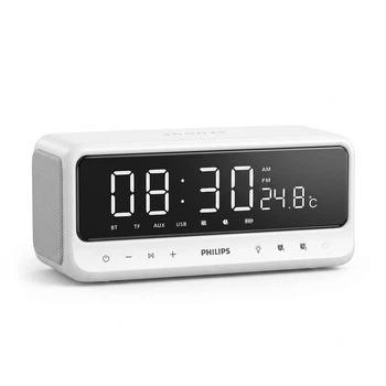 PHILIPS TAS3609 Bluetooth-колонка-будильник, дзеркальний повноекранний міні-портативний домашній настільний динамік, сабвуфер сталева гармата, подарунок на день народження для дітей та підлітків