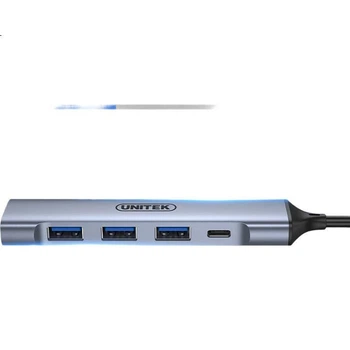 Кабель-удлинитель для USB-концентратора UNITEK USB 3.0, высокоскоростной 4-портовый разветвитель для концентратора, разъем питания Type-C, док-станция расширения USB из металлического алюминиевого сплава, многопортовый адаптер для компьютера, 1,5 метра.