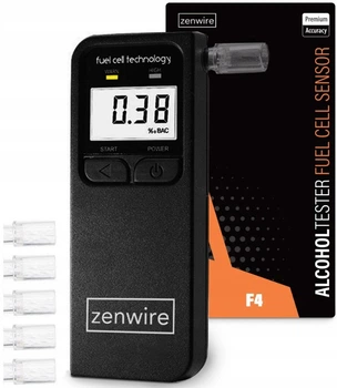 Алкотестер Zenwire професійний електрохімічний цифровий LCD + 5 мундштуків F4 (5904507529055)