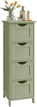 Узкая тумба с 4 ящиками VASAGLE LHC040C02 30x30x82 см лаврово-зеленая