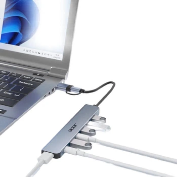 Док-станция Acer Type-C/USB для подключения к USB 3.0, высокоскоростной 7-портовый концентратор, многопортовый адаптер-конвертер для ноутбуков и планшетов.