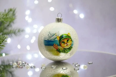 Ялинкова куля Santa скляна біла патріотична 8,5 см ЗСУ