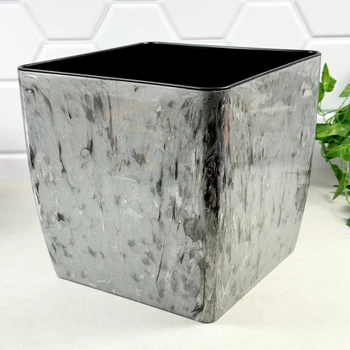 Вазон для цветов Алеана Квадро низкий Stone 22×22×21 см далматинская яшма