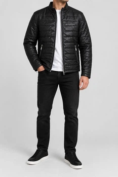 Куртка чоловіча однотонна екошкіра чорний 214R810-5 AGER 2XL