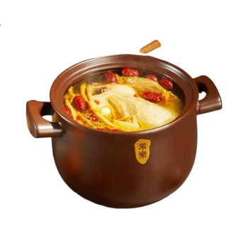 Оригінальний глиняний горщик JD, для супу та рагу, термостійкий до 450°C, тривале горіння без розтріскування, потовщений корпус, підходить для відкритого вогню та газових плит, об'єм 6 л