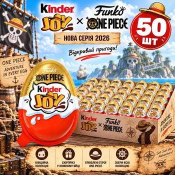 Набір 50 Шоколадних Яєць Kinder Joy Funko Pop One Piece (2026) з Фігурками Кіндер Джой по Серіалу Ван піс