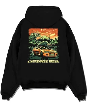 Худи LOYS толстовка с принтом Christmas Rush Skyline R32 Drift Car Godzilla vs JDM, Черный S