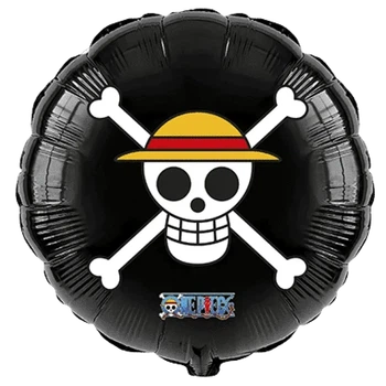 Фольгированный шар Flexmetal круг с рисунком Луффи Череп One Piece 18" 45см 10839