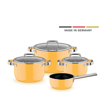 Набор кастрюль WMF Fusiontec Mineral Pro Mango Yellow из 4 предметов универсальный сплав Made in Germany