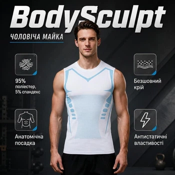 Мужская спортивная майка BodySculpt, белая, размер L-XL