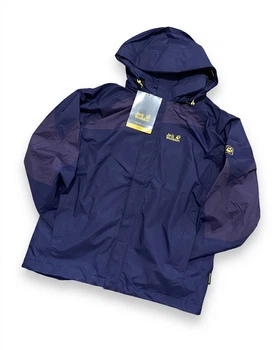Чоловіча трекінгова куртка Jack Wolfskin мембранна водовідштовхуюча для походів в гори з капішоном синя Розмір L