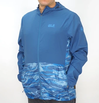 Трекінгова чоловіча куртка Jack Wolfskin Exhalation Ocean Wave легка вітрозахисна синя Розмір L
