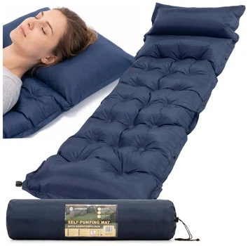 Килимок самонадувний Springos 193 x 66 x 3.5 см з подушкою PM054 Navy Blue (LFPM054)