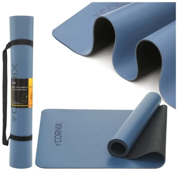 Килимок спортивний Cornix PU 183 x 68 x 0.4 см для йоги та фітнесу XR-0319 Blue (LFXR-0319)