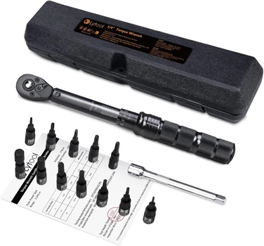 Динамометрический ключ 1/4" Lytool 2-24 Nm Drive Click Torque Wrench Set (с набором насадок Hex/Torx, удлинителем и кейсом)