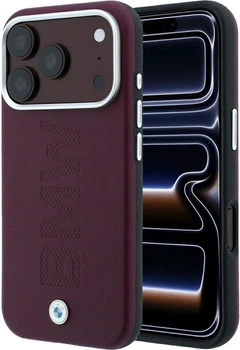 Etui plecki BMW Sign Centered Deboss MagSafe do Apple iPhone 17 Pro / 18 Pro Burgundy (BMHMP18L26SWOWMR)