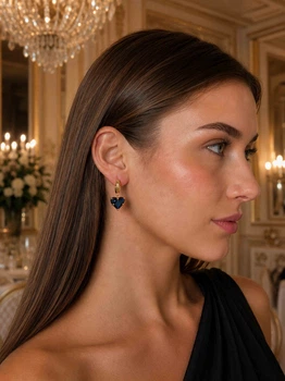 Сережки синее сердце 5574