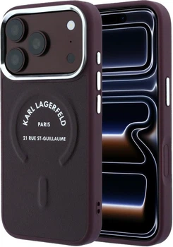 Etui plecki Karl Lagerfeld Embossed Open Ring RSG Logo MagSafe do Apple iPhone 17 Pro / 18 Pro Burgundy (KLHMP18LPSKRSGER)