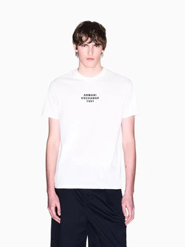 Футболка хлопковая длинная мужская Armani Exchange 342168688 M Молочная (1162564974)