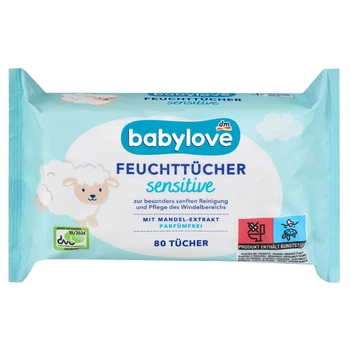 Влажные салфетки для чувствительной кожи Babylove, 80 шт, от DM (Германия)