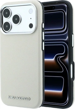 Etui plecki Karl Lagerfeld Grained Choupette Head Metal MagSafe do Apple iPhone 17 Pro / 18 Pro Beige (KLHMP18LPSWGKLE)