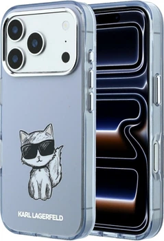 Etui plecki Karl Lagerfeld IML Choupette Body Sketch Print MagSafe do Apple iPhone 17 Pro / 18 Pro Light Blue (KLHMP18L6HCIKDB)