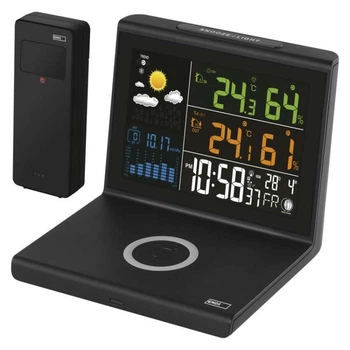 Беспроводная цифровая метеостанция EMOS E8010 с встроенным беспроводным QI зарядным устройством