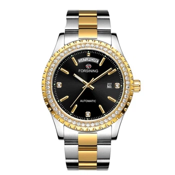 Годинник наручний Forsining 6919 Silver-Gold-Black Steel