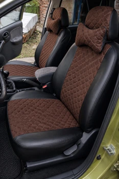 Чехлы на сиденья FIAT Tipo (II) (Фиат Типо II), универсальные, экокожа + алькантара, комплект, коричневые