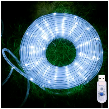 Гірлянда світлодіодна 10 м 100 LED USB холодний білий силіконова трубка для декору приміщень SQ-28816