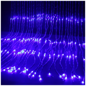 Гирлянда штора водопад 300 LED 3x1 5м 220В 10 нитей 8 режимов для внутреннего использования SQ-26289