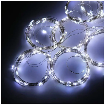 Гирлянда штора 3x0,6м 100 LED холодный белый USB 8 режимов для украшения интерьера Роса SQ-26722