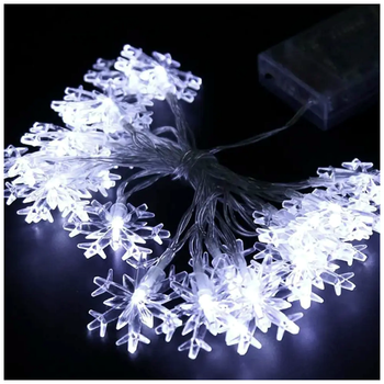Светодиодная гирлянда 20 LED 3м белый USB и батарейки для декора интерьера снежинки SQ-28331