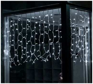 Гирлянда штора уличная 3x1м 150 LED прозрачный каучук IP65 статический режим белый SQ-26931