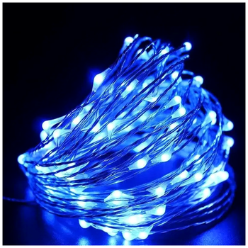 Гирлянда нить 20м 200 LED синий USB и сеть 220В статический режим IP44 SQ-26623