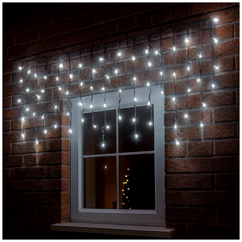 Уличная гирлянда бахрома 3м 100 LED 220В черный провод белый для оформления дома и террас SQ-28794