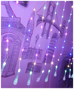 Светодиодная гирлянда штора 3x2м 600 LED 8 режимов IP44 для украшения интерьера Роса с кристаллом SQ-26783
