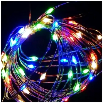 Светодиодная гирлянда 5м 50 LED статический режим IP44 для декорирования дома Мультиколор на батарейках SQ-26670