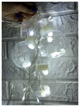 LED гирлянда штора 12 шариков 3x1м 8 режимов белый IP44 для украшения интерьера SQ-27476
