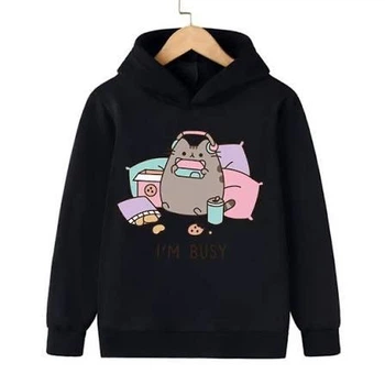Дитяча Кофта з Пушином, худі чорне з кіт Пушин, сat Pusheen, зріст 158