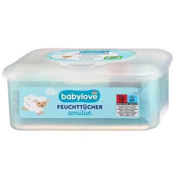 Влажные салфетки Babylove Sensitive в боксе с экстрактом миндаля