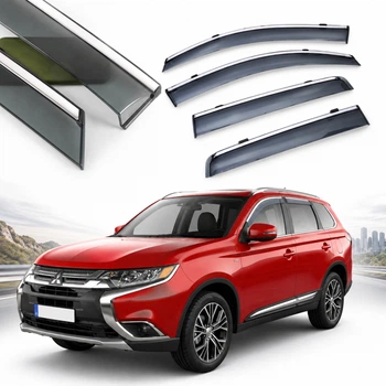 Дефлектори вікон вітровики Benke для Mitsubishi Outlander 2012-2020 Хром Молдинг З Нержавіючої Сталі 3D (BMTOT1323-W/S)