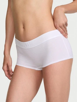 Женские трусики Victoria's Secret (2321299563) Logo Cotton Lace Patch Boyshort M белые