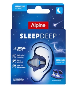 Беруші для сну Alpine SleepDeep Large L, 27 дБ, для широкого слухового проходу, багаторазові, з футляром