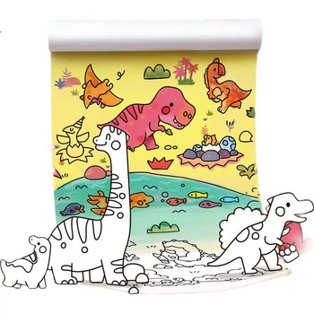 Дитяча книжка-розмальовка Meiletongnian Doodle, рулонний папір для малювання, без фарбування стін, фрістайл, іграшка для малювання в дитячому садку, історія пригод динозаврів