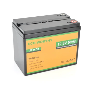Акумуляторна батарея Eco-Worthy LiFePO4 128 V 50 Ah (50/50A) 0 °C до 60 °C гвинт M8 233х135х215 мм. 6.4 кг