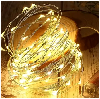 Світлодіодна гірлянда 50 LED 5 м теплий білий на батарейках для декору кімнат і заходів модель Роса SQ-28800