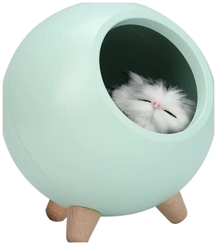 Светодиодный ночник с игрушкой Кошка 13х13х14 см зеленый USB зарядка для детского сна SQ-27382