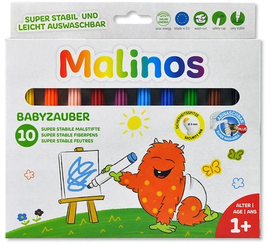 Набір фломастерів на водній основі Malinos Babyzauber 300011 для малюків 10 шт (4260189064170)