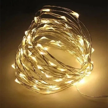 Гирлянда Grandio 5 м на 300 LED, батарейки + USB, теплый свет